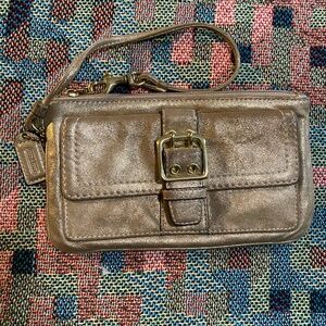 Coach Y2K Metallic Leather Wristlet